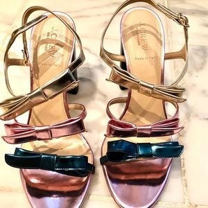 NIB size 40 J Crew metallic bow sandals